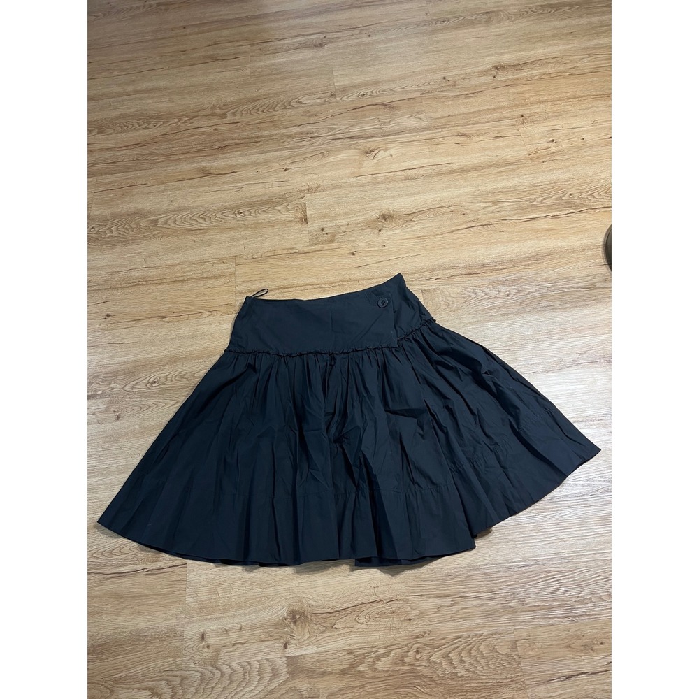 Jil Sander Skirt Womens 38 Black Cotton Made Italy Full Gathered Asymmetrical